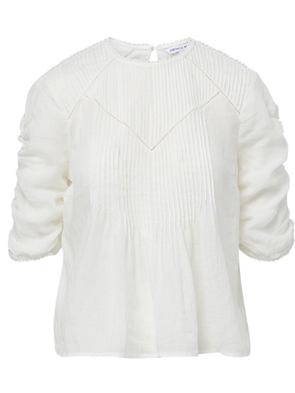 Veronica Beard | Bryce Pleated Top In Off-White - Picture 4 of 8